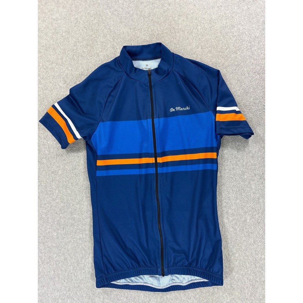 Da Marchi Full Zip Striped Short Sleeve Cycling Jersey (Women's Medium) Blue